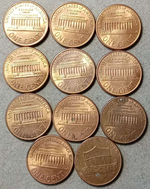 Lot of x11 Lincoln 1c coins (1990-2014)