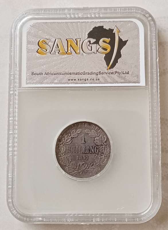 1897 ZAR Kruger silver shilling SANGS XF40.