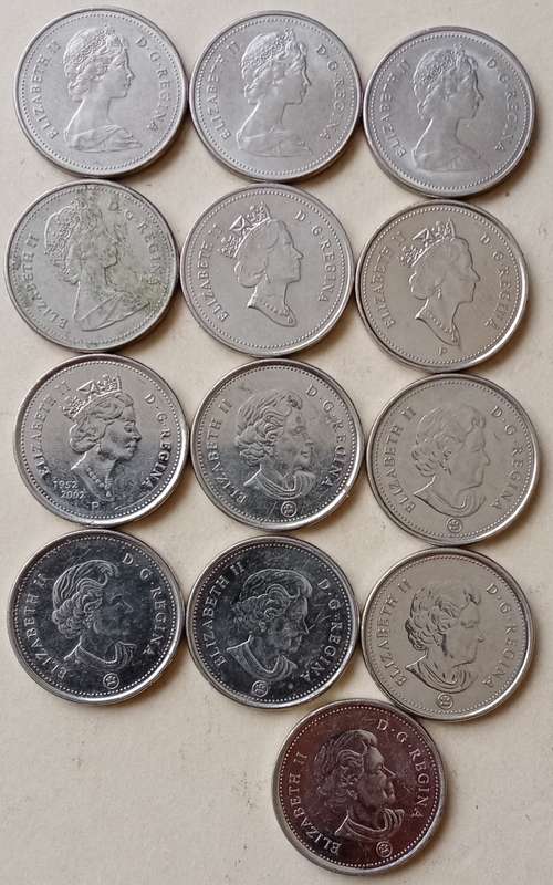Lot of x13 nice Canada 5c coins
