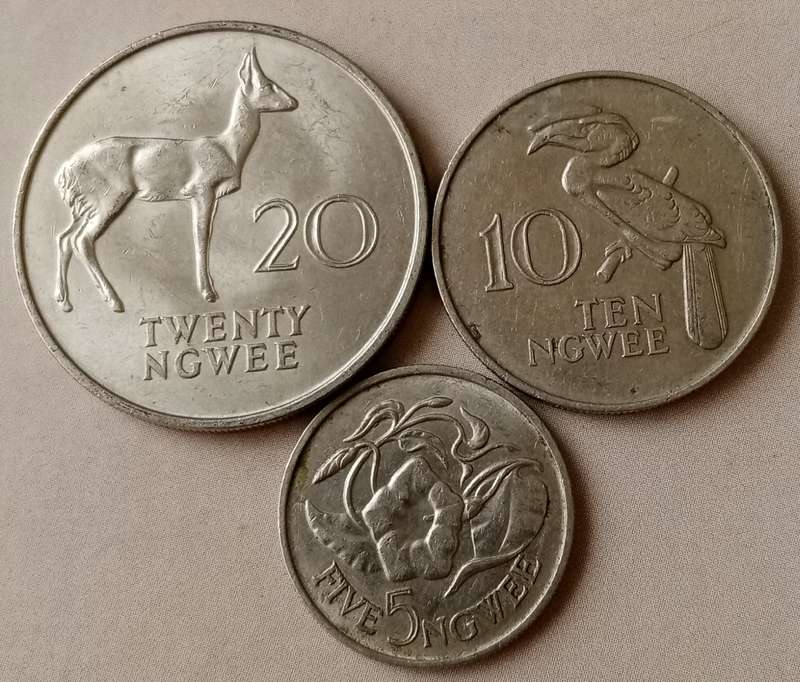 1968 Zambia 5/10 and 20 Ngwee