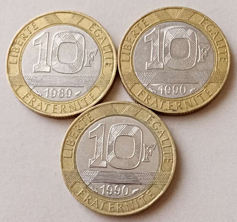 1989 and 1990 x2 France 10 Francs