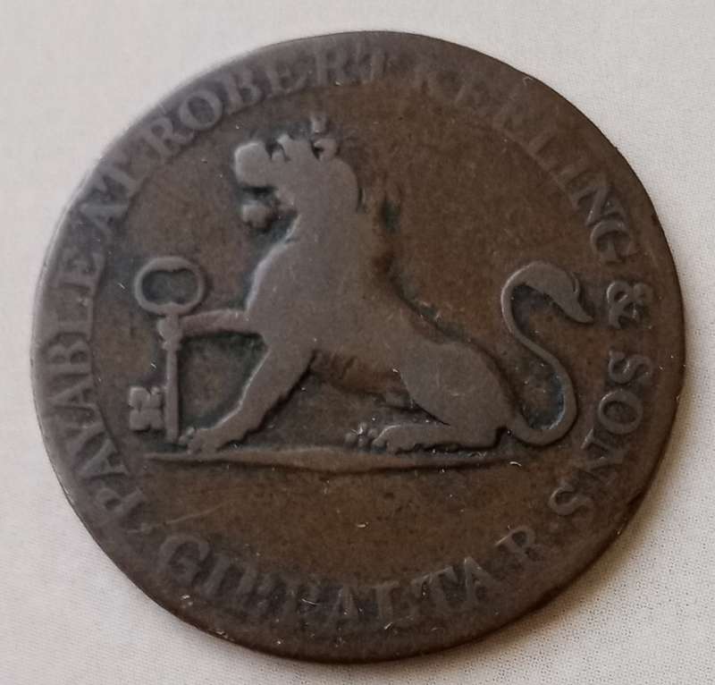 1810 Gibraltar 2 Quartos Robert Keeling & Sons merchant token
