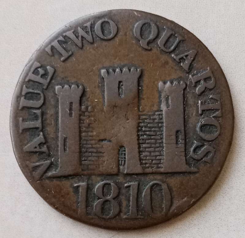1810 Gibraltar 2 Quartos Robert Keeling & Sons merchant token
