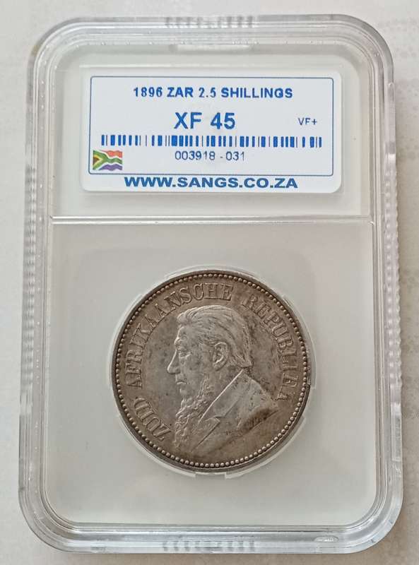1896 ZAR Kruger silver 2 1/2 Shillings SANGS XF45.