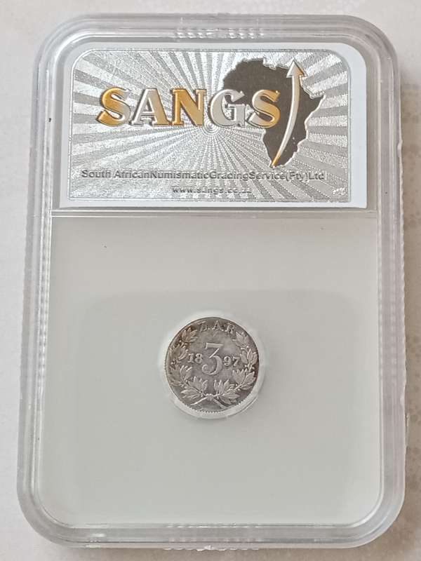 1897 ZAR Kruger silver tickey SANGS AU53