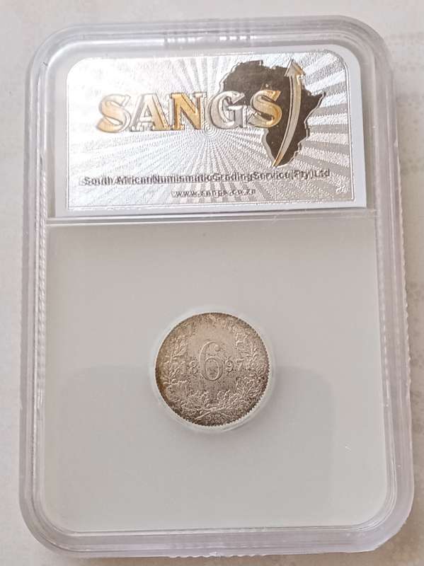 1897 ZAR Kruger silver sixpence SANGS MS62