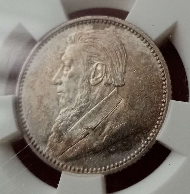 1897 ZAR Kruger silver sixpence SANGS MS60