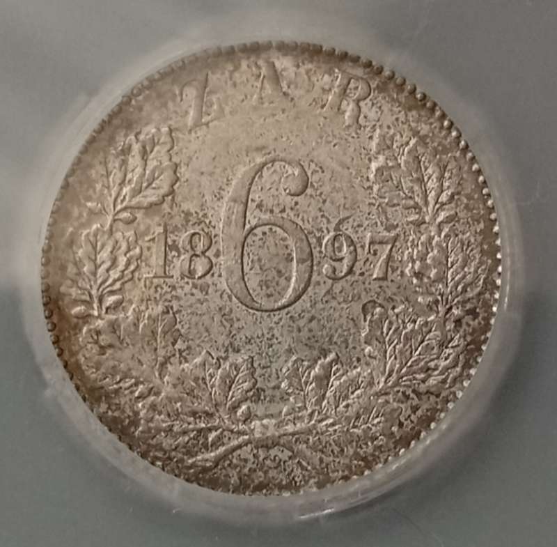 1897 ZAR Kruger silver sixpence SANGS MS62