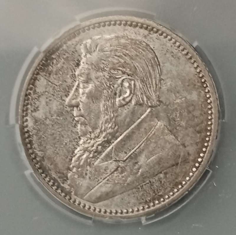 1897 ZAR Kruger silver sixpence SANGS MS62
