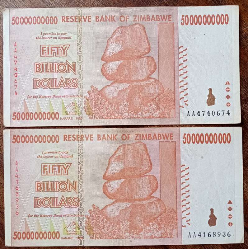 2008 Zimbabwe 50 Billion dollars note.