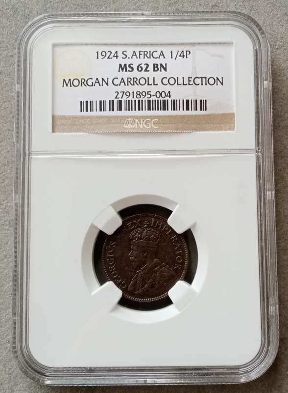 Lower mintage 1924 Union 1/4 Penny NGC MS62 BN