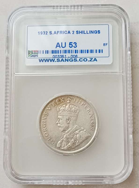 Nice 1932 union silver 2 Shillings SANGS AU53