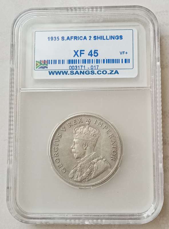 1935 Union silver 2 Shillings SANGS XF45