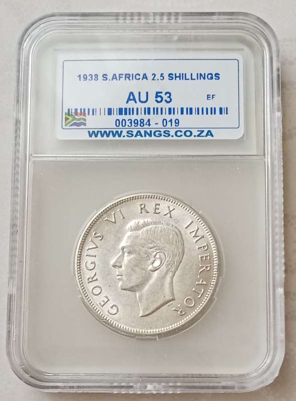 1938 Union silver 2 1/2 Shillings SANGS AU53