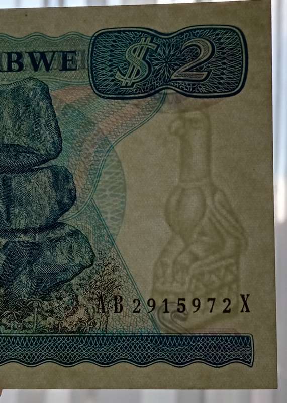 1994 Zimbabwe uncirculated $2 set in sequence (Long neck watermark)