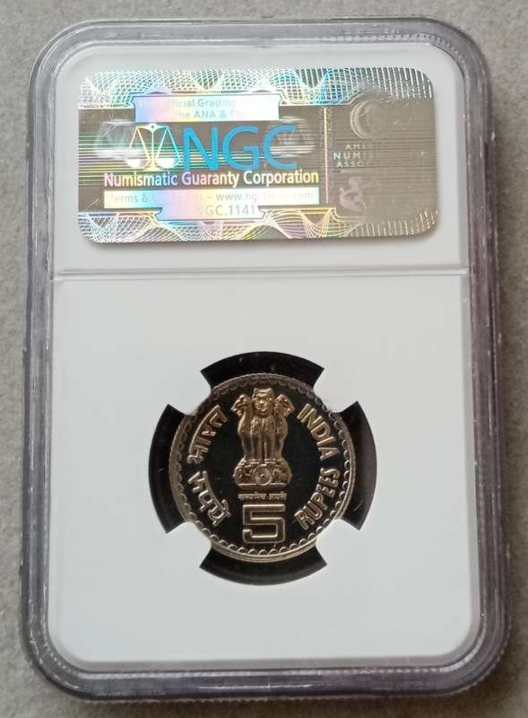 2005 India 5 Rupees NGC MS68 - Kleynhans Collection (75 Years of Dandi march) Scarce in graded form