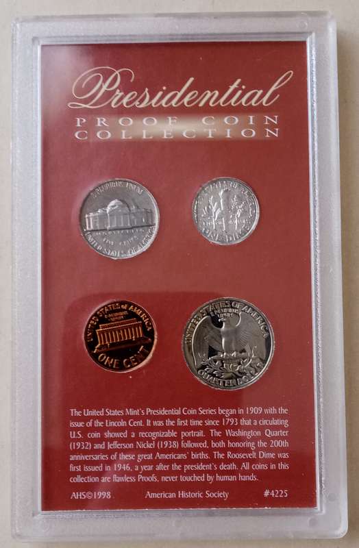 USA Presidential proof coin collection in case (4 coins)