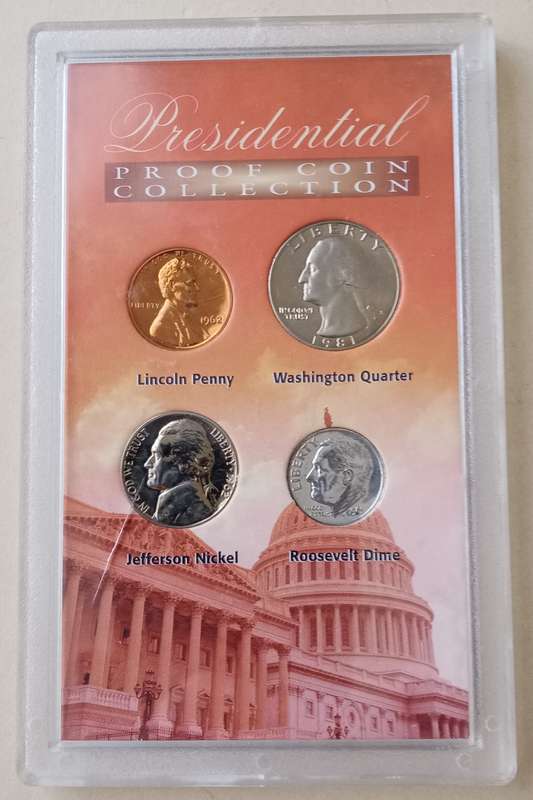 USA Presidential proof coin collection in case (4 coins)