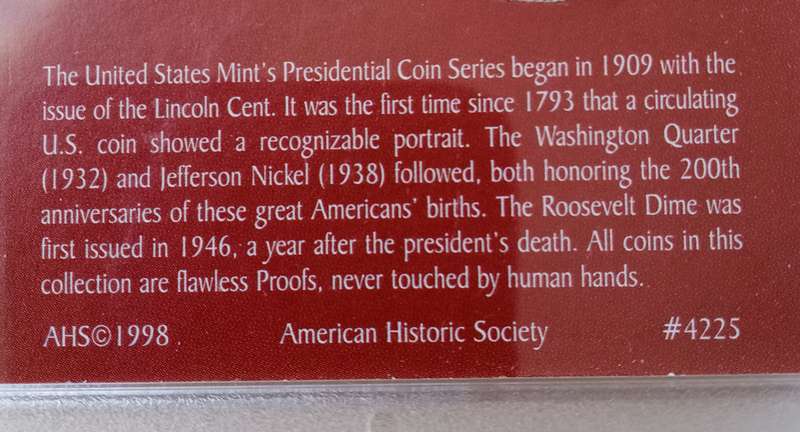 USA Presidential proof coin collection in case (4 coins)