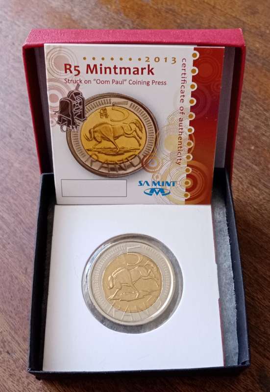 2013 Oom Paul Mintmark prooflike R5 in box with c.o.a (mintage: 499)