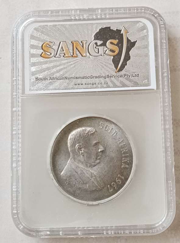 Nice 1967 Republic (Afrikaans) silver R1 SANGS MS64