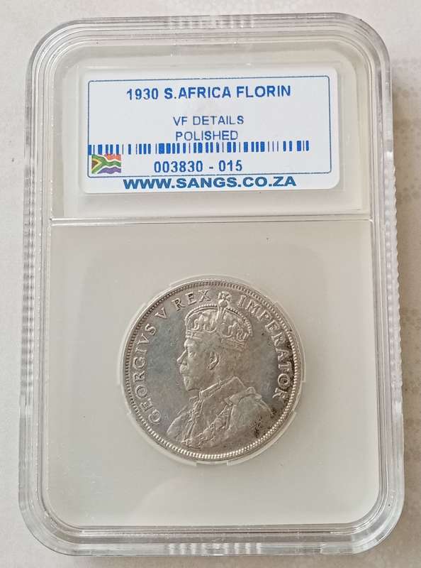 1930 Union silver 2 Shillings SANGS VF Details