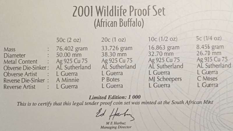 Nice 2001 Wildlife silver proof set (African Buffalo) in case incl.certificate