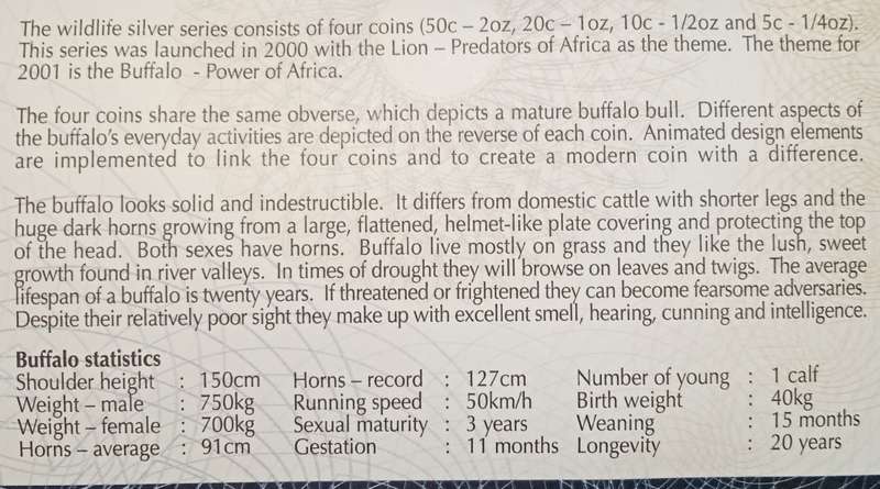 Nice 2001 Wildlife silver proof set (African Buffalo) in case incl.certificate