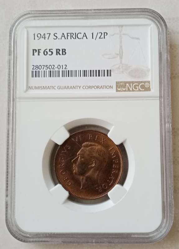 1947 Union proof 1/2 Penny NGC PF65 RB (mintage: 2600)