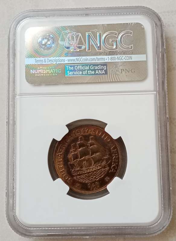 1947 Union proof 1/2 Penny NGC PF65 RB (mintage: 2600)