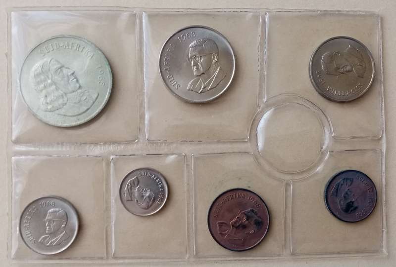 1968 Afrikaans uncirculated Mint pack set incl.silver R1 (mintage: 22100).