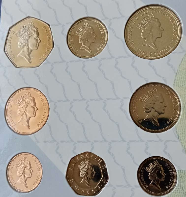 1994 United Kingdom brilliant uncirculated 8 coin set in folder