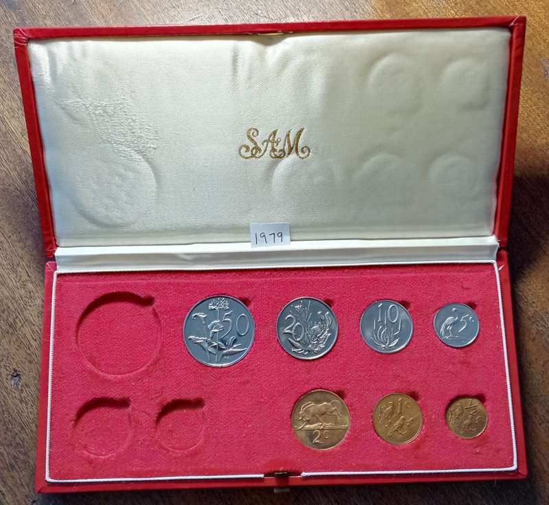 1979 Partial proof set in red box (50c-1/2c) `Pres.Diederichs`.