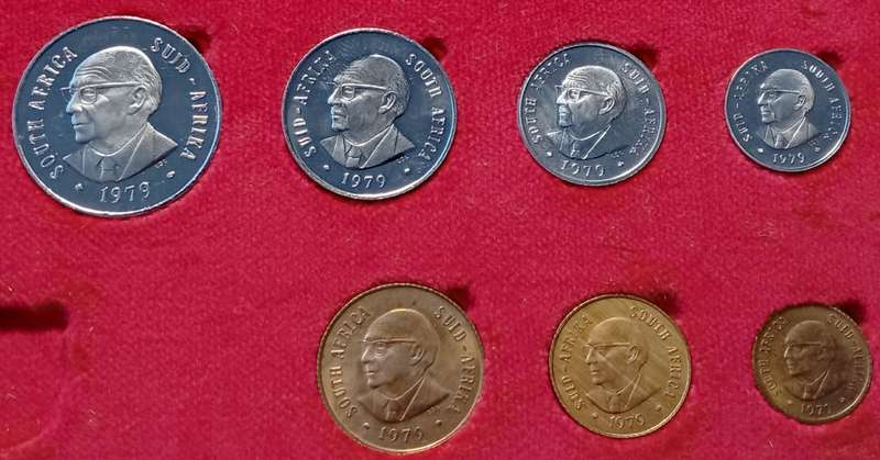 1979 Partial proof set in red box (50c-1/2c) `Pres.Diederichs`.
