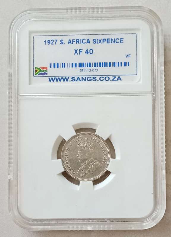 1927 Union silver sixpence SANGS XF40