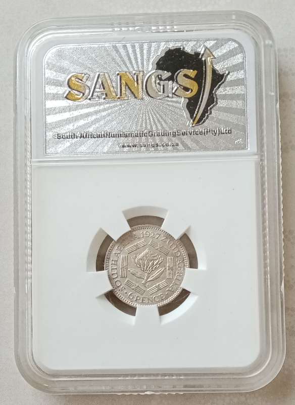 1927 Union silver sixpence SANGS XF40