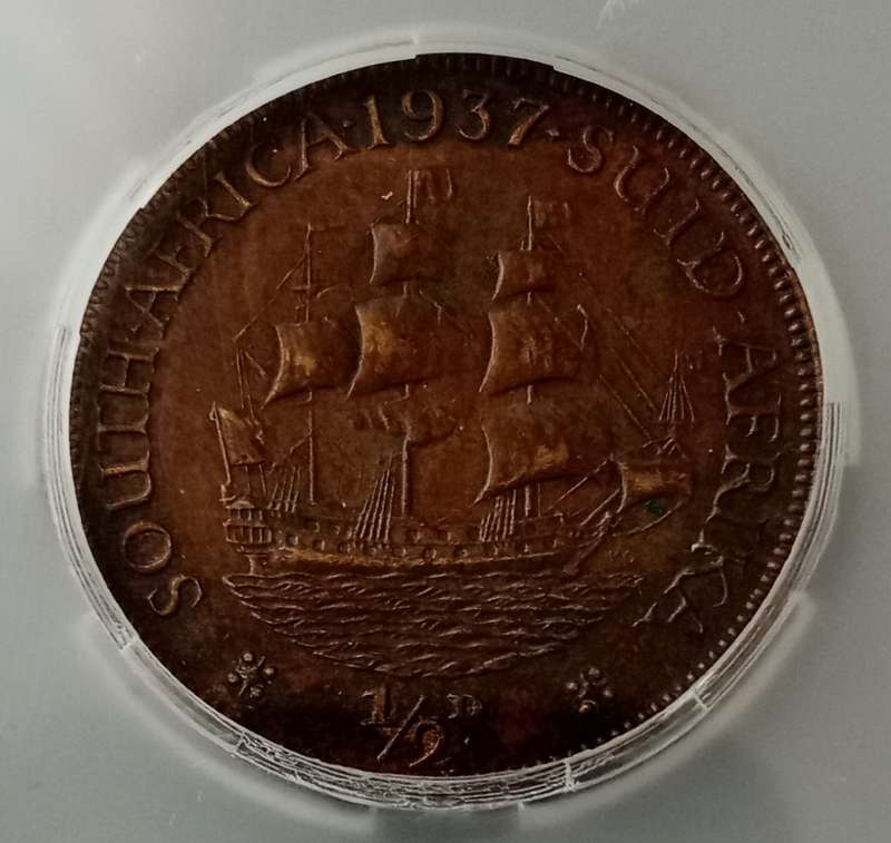 1937 Union 1/2 penny SANGS AU53 BN