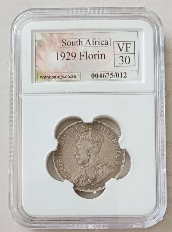 1929 Union silver 2 Shillings SANGS VF30