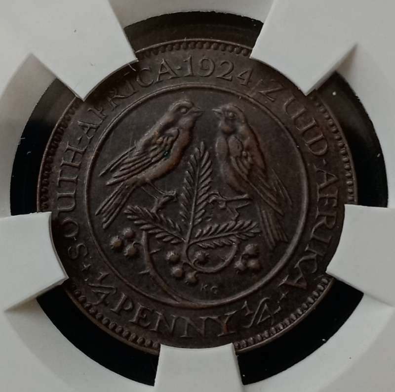 Lower mintage 1924 Union 1/4 Penny SANGS MS63 BN