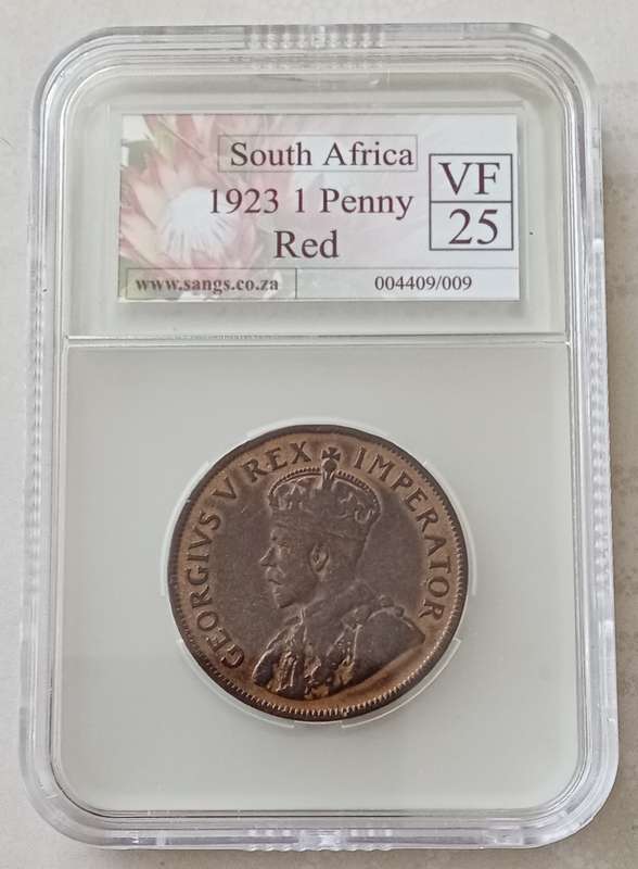 Scarcer 1923 union red penny SANGS VF25