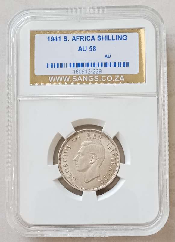 1941 Union silver shilling SANGS AU58