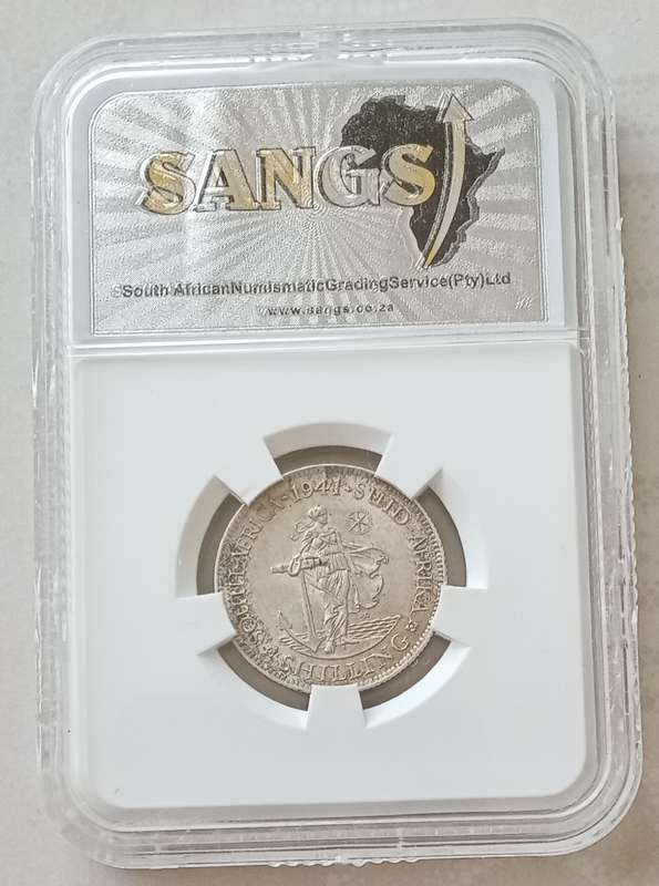 1941 Union silver shilling SANGS AU58