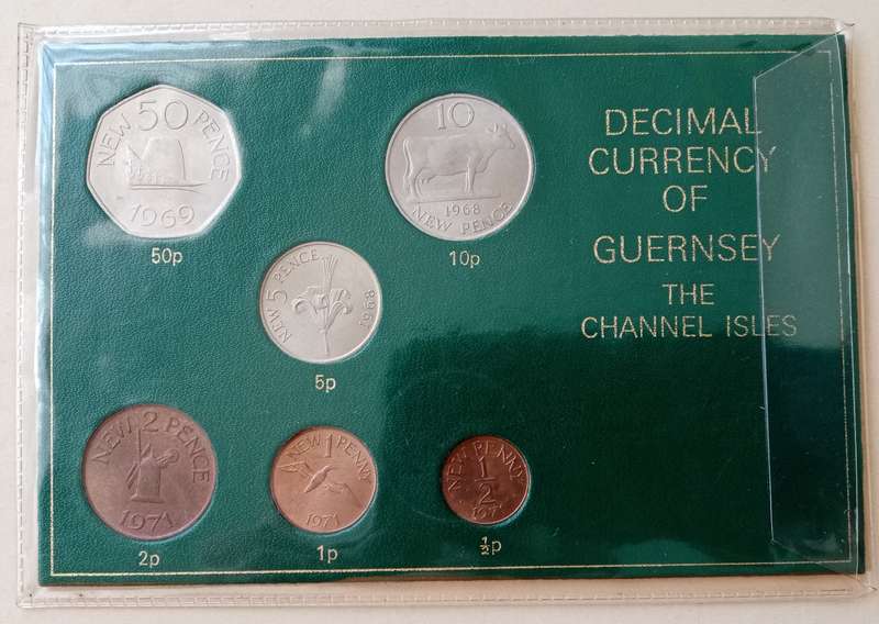 1968/1969/1971 Decimal currency of Guernsey the channel isles 6 coin unc set