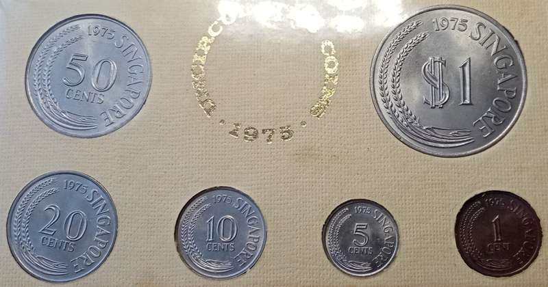 1975 Singapore uncirculated coin set in folder (Year of the rabbit)