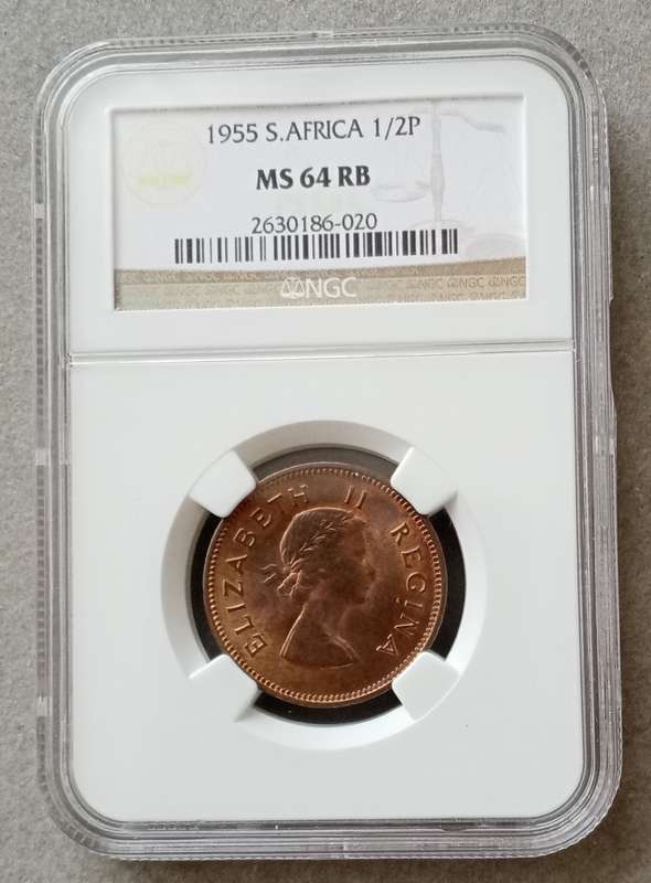 Nice 1955 union 1/2 penny NGC MS64 RB (Only 3 coins higher)
