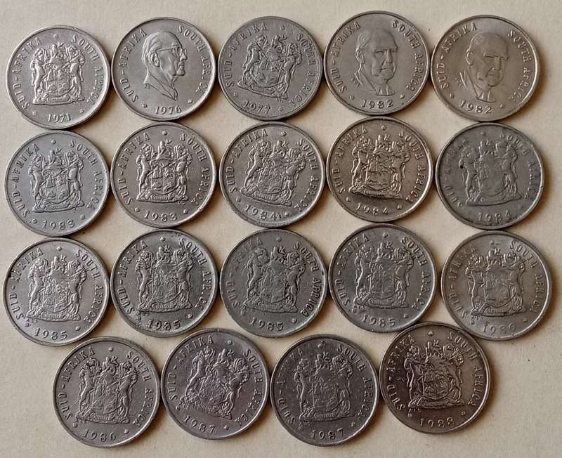 Lot of x19 nickel 5c coins (1971-1988)
