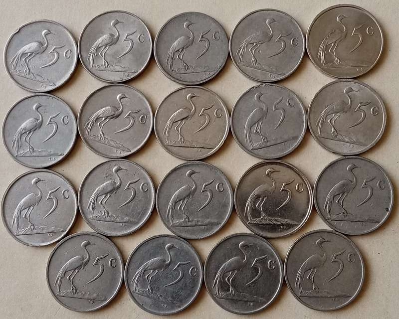 Lot of x19 nickel 5c coins (1971-1988)