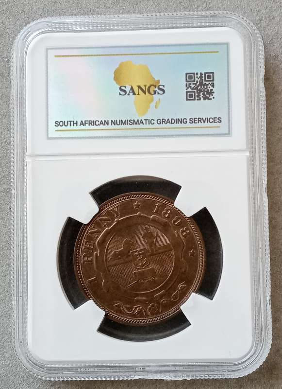 Nice 1898 ZAR Kruger penny SANGS MS61