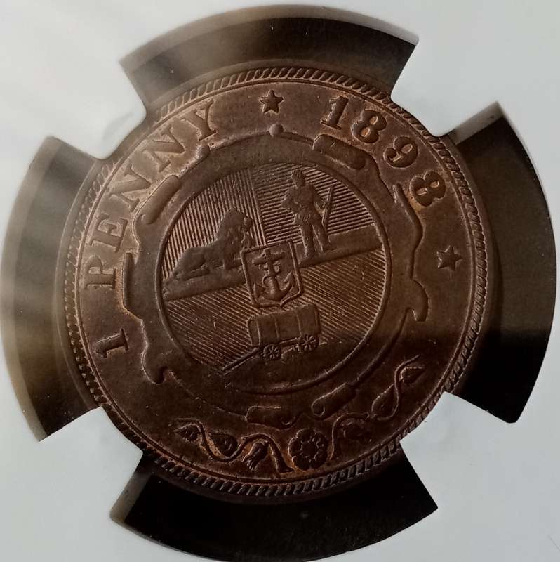 Nice 1898 ZAR Kruger penny SANGS MS61