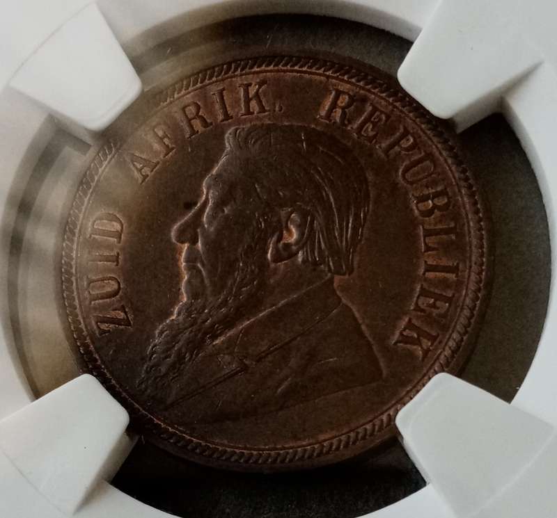 Nice 1898 ZAR Kruger penny SANGS MS61